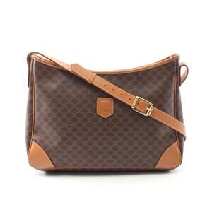 Celine Macadam Shoulder Bag Canvas Leather Brown
